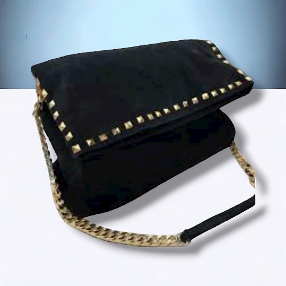 Zara black suede stud detail chain strap bag